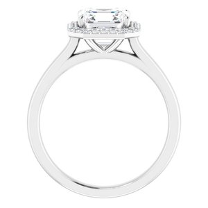 Bague de fiançailles classique Halo en or blanc 14 carats avec diamant de laboratoire taille Asscher, pierre de monture, bague de proposition de mariage pour petite amie - Product Image 2