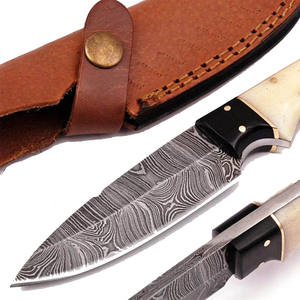 Jexmoo มีดสกินเนอร์เหล็กดามัสกัสทำด้วยมือแบบกำหนดเองพร้อมด้ามจับไม้เรซินและปลอกหนังเหมาะสำหรับเป็นของขวัญในการตั้งแคมป์และล่าสัตว์ - Product Image 3