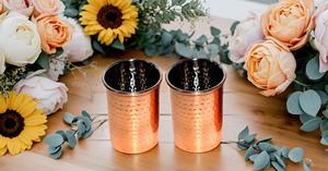 Hammered <b>Copper</b> Metal Mint Julep <b>Cup</b> Accessory Set of 2 Embossed Drinkware with Scant & Charm for Tea <b>Cups</b> & Saucers - Product Image 4