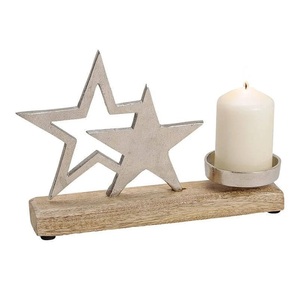 Nouvelle collection de qualité supérieure : Support de bougie en métal fait main en forme d'étoile, finition argentée, pour Noël et la maison - Product Image 1