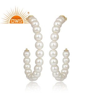 Nuevo diseño 925 plata esterlina 18K chapado en oro perla natural piedra preciosa pendiente Demi joyería fina para mujer regalo para ella - Product Image 1