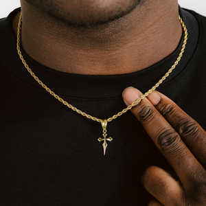 Pendentif croix poignard minimaliste tendance pour homme en argent 925 or blanc 14 carats bijoux religieux Hip Hop 13x19mm Moissanite personnalisable - Product Image 2