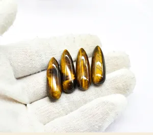 Natural Tiger Eye Drops 30X10 MM Approx. Loose Gemstone Tiger Eye Cabochon Tiger Eye Drops Cabochon Jewelry Making Cabochons