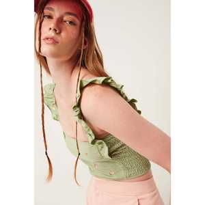 Top Corto Casual de Moda para Mujer, Bordado, con Tirantes, de Lino Tejido, con Cuello de Lazo, Ajustado, para Primavera, Verano y Otoño - Product Image 3