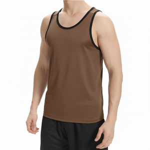 Débardeur sans manches en tricot pour homme, style streetwear, col rond, sur mesure, respirant, séchage rapide, couleur unie, coton et élasthanne, grande taille - Product Image 1