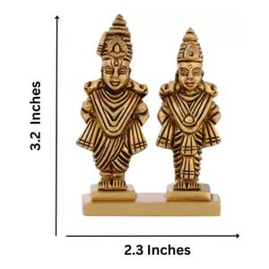 Brass Vitthal Rukmani ji 3.2 Inch Golden Idol Murti Home Decorative Metal <b>Craft</b> Showpiece - Product Image 2