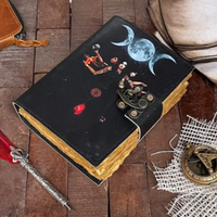 Journal de Sorcière Triple Lune en Cuir Gothique Vintage, Cahier de Formules Magiques à Reliure Thermique, Cadeau de Collection pour Fans et Écrivains Al-Amir