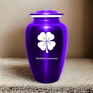 Urne funéraire brun moka brillant avec design floral couleurs personnalisées prix de gros pots de cendres funéraires décoratifs - Product Image 3