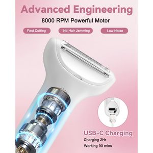Rasoir Épilateur Rechargeable 5-en-1 pour Femme, Utilisation Humide et Sèche, Visage, Corps, Maillot, avec Station de Recharge USB pour la Maison et la Voiture - Product Image 5
