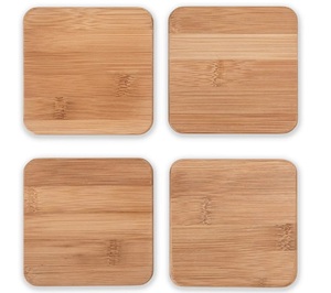 Ensemble de sous-verres carrés en bois de noyer faits à la main, style classique, écologiques, sous-verres rustiques pour boissons, épaisseur de 5 mm, logo de couleur personnalisé - Product Image 1