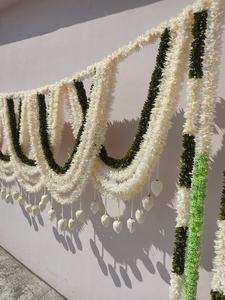 Toran de jazmín de flor artificial indio hecho a mano de 8 pies de largo con Loto de madera Sola para bodas DEL SUR DE LA India Diwali Festival Decoraciones - Product Image 4