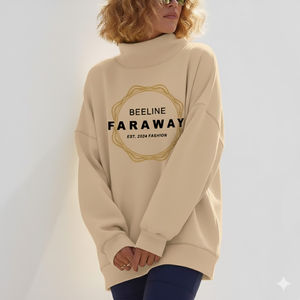 Sudadera de Forro Polar para Mujer, Cuello Alto Simulado, Informal, con Logotipo Personalizado, 100% Algodón, Transpirable, para Otoño - Product Image 3