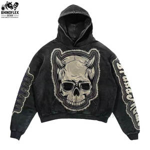 Sudaderas con Capucha de Felpa con Cierre y Bordado Desgastado, Mezcla de Algodón de Alta Calidad, las Más Vendidas, Precio al por Mayor para Invierno, Personalizables - Product Image 5