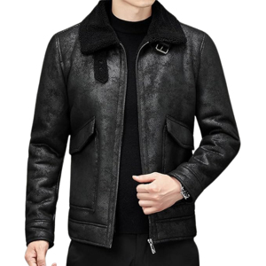 2025 Men's <b>Black</b> Genuine Leather Jacket for Winter <b>High</b> Quality Materials Combination of Elegance and Practicality New Condition - Product Image 1