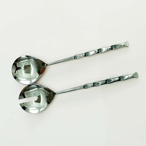 Mango de extremo de corte Chapado en plata con cuchara, tenedor, juego de utensilios de cocina con cuchara y tenedor de fruta, juego de servidor de ensalada, nuevo - Product Image 3