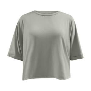 Camisetas de manga corta de Color gris de la mejor calidad para mujer, camisetas de gran tamaño para mujer, prendas de vestir transpirables de algodón y poliéster para mujer - Product Image 1