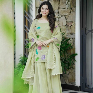 Diwali bodas indio pakistaní nuevo diseñador pesado Salwar Kameez estilo moderno Reversible fiestas de invierno bordado Georgette - Product Image 1