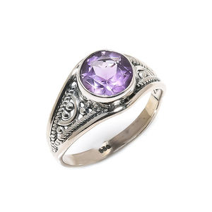 แหวนพลอยเงินสเตอร์ลิงทำด้วยมือสำหรับ925อัญมณีสไตล์โบฮีเมียนเครื่องประดับงานแต่งงานอเมทิสต์เครื่องประดับเงินขายส่ง - Product Image 3