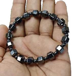 Handmade Crystal <b>Bracelet</b> with Hematite Cube & Round <b>Beads</b> Fashion Jewelry for <b>Men</b> and Women Feng Shui Style Energy Gift - Product Image 5