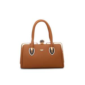 Sac à main fantaisie moutarde P35826 élégant décontracté mode fourre-tout doublure en cuir véritable deux poignées fermeture de selle Durable doux ODM - Product Image 3