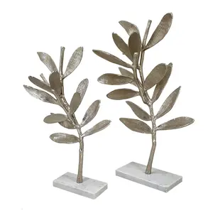 Statuettes en métal Argent Moderne Feuille Design Sculpture Home Decor Home Intrinsèque Aluminium moderne poli sculpture Statuaires - Product Image 1