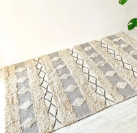MORE Boho Moderner 4'x6' Baumwoll-Rechteckteppich Gewebter Geometrischer Dicker Mittelfloriger Teppich mit Quasten Waschbar Vielseitig Einsetzbar