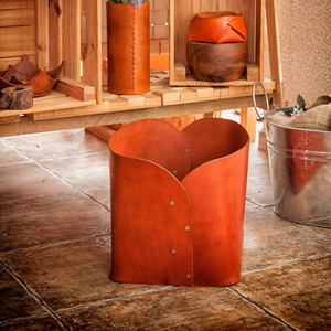 Sac de rangement en cuir pour bois de chauffage Porte-bûches en cuir pleine fleur Porte-LWH-00100 d'intérieur - Product Image 1