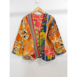 Chaqueta Corta Acolchada de Invierno Vintage, Transpirable, de Algodón Kantha, con Estampado Floral Tejido a Mano, Vestido de Fiesta para Mujer - Product Image 3