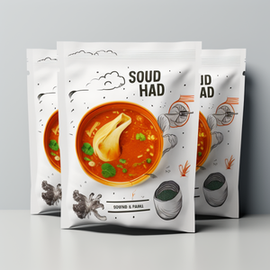 ซองซิปล็อคแบบตั้งได้ พิมพ์ลายกราเวียร์สีขาวด้าน สำหรับบรรจุภัณฑ์ซุปผัก  ทำจากอลูมิเนียมฟอยล์ ป้องกันความชื้น ใช้ซ้ำได้  แบบ Doypack  สำหรับอาหาร - Product Image 4