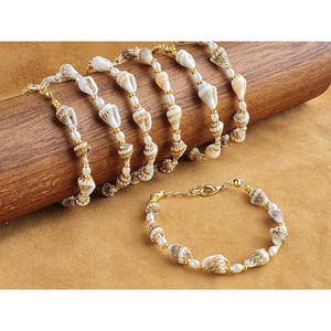 Boho Style <b>Gold</b> Plated <b>Bracelet</b> with Natural Shell <b>Beads</b> and Pearl Accents Resale Pearl <b>Bracelets</b> & Bangles - Product Image 1
