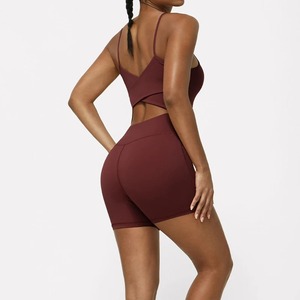 Ropa deportiva corta de verano para mujer, conjunto de Yoga Fitness de una pieza, Mono para correr súper elástico, ropa de entrenamiento para mujer - Product Image 4