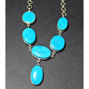 Handmade 925 Sterling Silver Natural <b>Turquoise</b> <b>Necklace</b> Fashionable Gift for Girls & Women NL0324-GS - Product Image 6