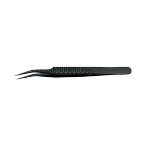 Pince à cils en acier inoxydable non magnétique avec logo personnalisé de haute qualité, pointe pointue oblique incurvée - Product Image 5