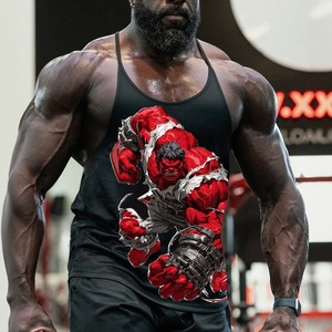 Débardeur de gymnastique imprimé de haute qualité pour hommes Débardeur respirant de vêtements de yoga et de fitness - Product Image 1