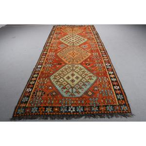 Tapis de 5,1 x 11,8 pieds, grand tapis turc vintage, tapis en laine kilim orange - Product Image 1