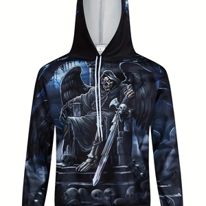 Vente en gros sweat-shirt polaire crâne d'horreur imprimé en 3D de haute qualité pour hommes pull d'extérieur à capuche à manches longues hiver mode quotidienne - Product Image 5