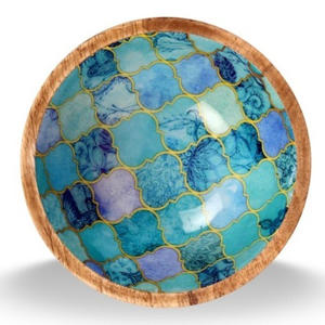 Juego de servidor de ensalada de madera de mango esmaltado de alta calidad con cubiertos, vajilla elegante hecha a mano para bodas, fiestas, presentación de comida - Product Image 5