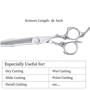 Tijeras de adelgazamiento de peluquero de alta calidad, cuchillas afiladas, mango de diseño de flores de acero inoxidable, tijeras de adelgazamiento - Product Image 2