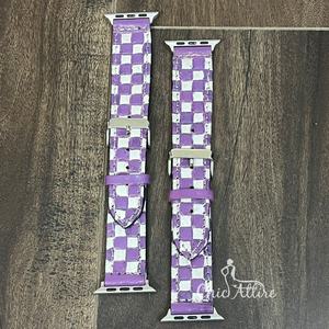 Correa de Reloj Apple de Cuero Genuino de Diseño Nuevo Directo de Fábrica, Diseño de Tablero a Cuadros, Correa de Repuesto Elegante para Unisex - Product Image 1