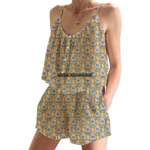 Conjunto de Pijama de Shorts Coordinados Estampados, Nueva Colección Primavera/Verano 2026, Floral, Ajustado, con Tirantes, Sin Mangas - Product Image 4