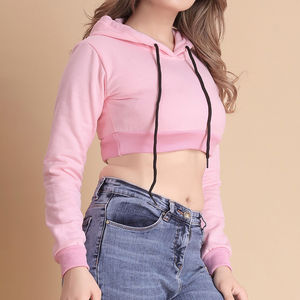 Sweat à capuche oversize long décontracté pour femme, streetwear, 100% coton pour la saison hivernale avec logo sur le devant, sweat à capuche court pour femme - Product Image 3