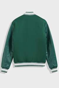 แจ็คเก็ตวาร์ซิตี้สีเขียวคุณภาพสูง คอวี ติดกระดุม สำหรับผู้ชาย ผ้าเรียบ ย้อมสีเคลือบ แจ็คเก็ตลำลองสำหรับฤดูหนาว ทำจากผ้าขนสัตว์  แจ็คเก็ตสั่งทำสำหรับผู้ชาย - Product Image 3