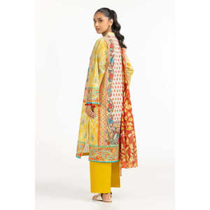 Traje Casual de 3 Piezas para Mujer, Estampado Amarillo, Transpirable, con Cuello Mandarín, para Verano - Product Image 4