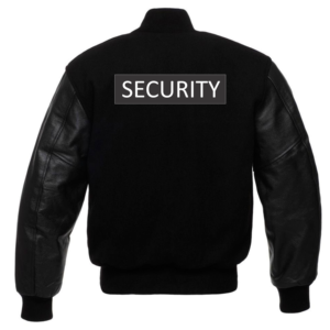 Chaqueta universitaria con mangas de cuero y lana negra personalizada de seguridad unisex, estilo Letterman para hombre, talla XL para invierno - Product Image 2
