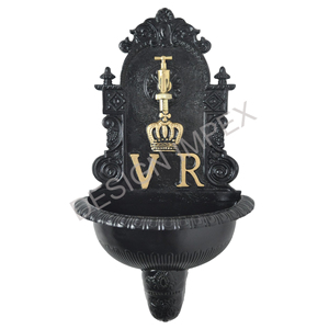 VR Mur Fontaine Lavabo Artisanat Fonte D'aluminium Noir Poudre Enduit Mur En Métal Fontaine Bassin Décoration Articles Pas Cher Prix - Product Image 1