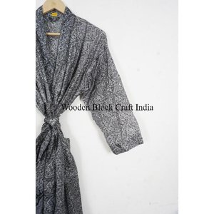 Kimono de Seda de Lujo, Ropa de Estar por Casa, Regalo, Estilo Boho, Festival, Uso Diario de Verano, Sexy, Hecho a Mano, Vintage, Sari, Manga 3/4, Transpirable, Playa - Product Image 3