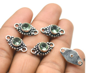 Prem Bhaya plata antigua 18K chapado en oro verde amatista piedra preciosa doble bucle conector 20X11mm NC45 caja joyería hacer hallazgos - Product Image 4