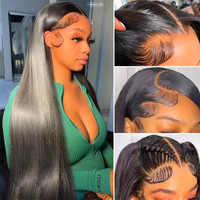 Perruque Lace Front HD 13x4 en Cheveux Humains, Perruque en Cheveux Naturels avec Cuticules Alignées, Perruques Full Lace pour Femmes Noires