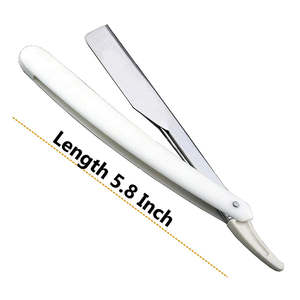 Maquinillas de Afeitar Profesionales para el Cabello Hechas de Acero Inoxidable Alemán, Maquinilla de Afeitar para Barba de Hombre con Mango de Plástico Blanco - Product Image 4