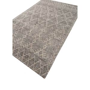 Alfombra de Lana Anudada a Mano Zuri, Gris y Negra, Geométrica, Abstracta, Estilo Boho, Rectangular, para Sala de Estar, Pasillo, Modelo SKWL-605 - Product Image 2